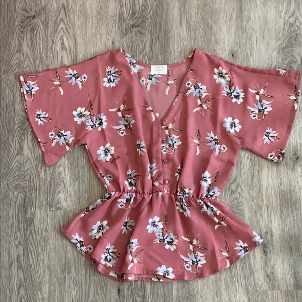 🚨SOLD🚨SIENNA SKY - Floral Peplum Top